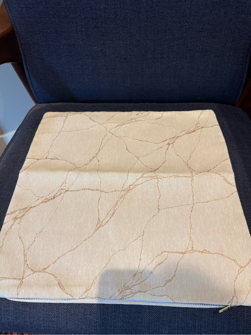 Cream and Gold Marble-Pattern Throw Pillow Cover 💛🤍